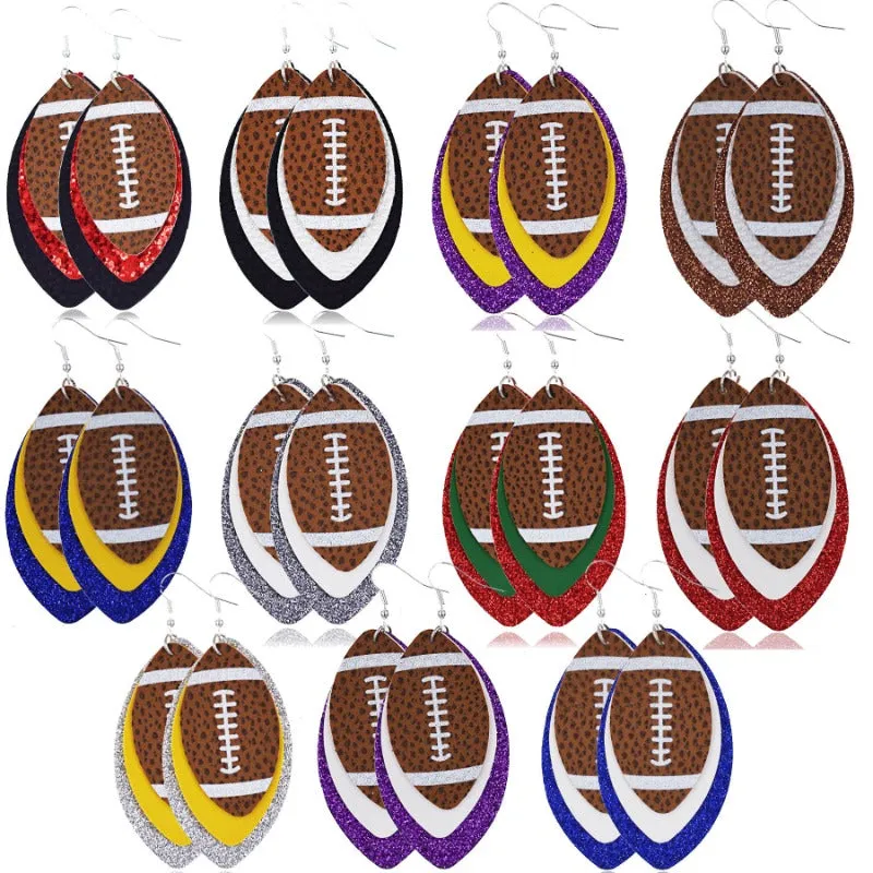 Wholesale Multi-layered Rugby Leather Earrings