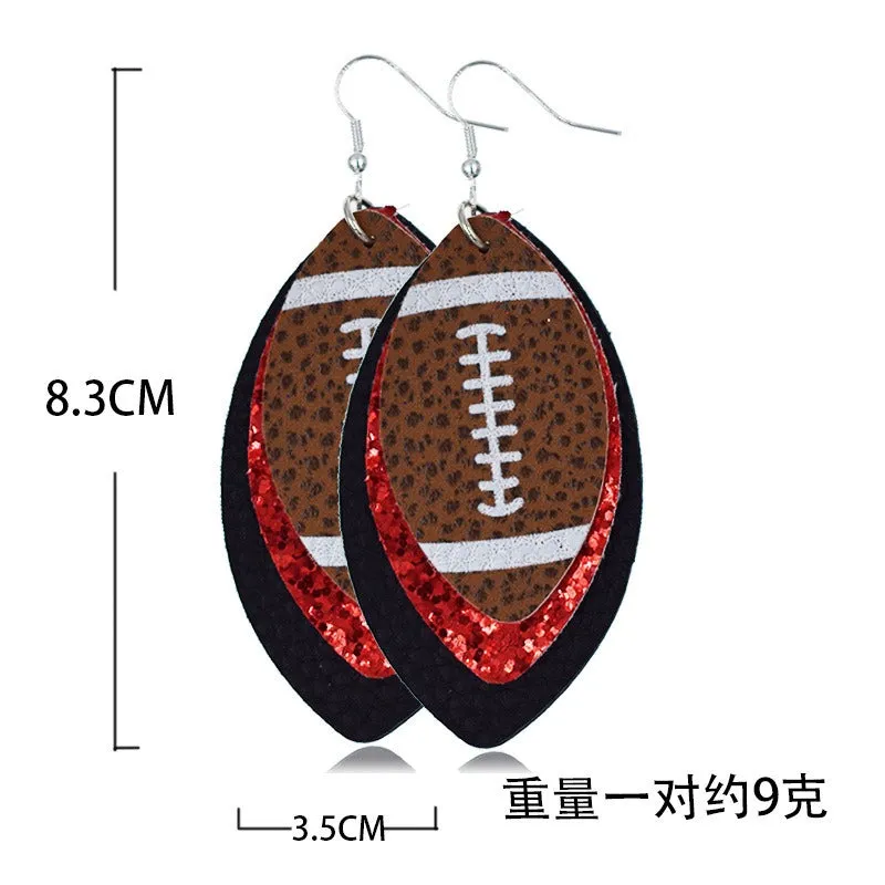 Wholesale Multi-layered Rugby Leather Earrings