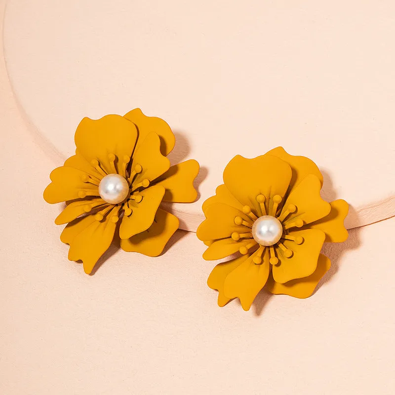 Wholesale Multicolor Flowers Alloy Ear Studs