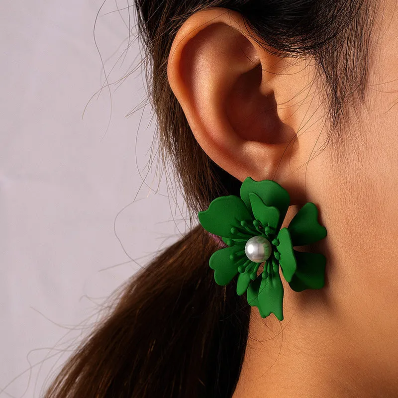 Wholesale Multicolor Flowers Alloy Ear Studs
