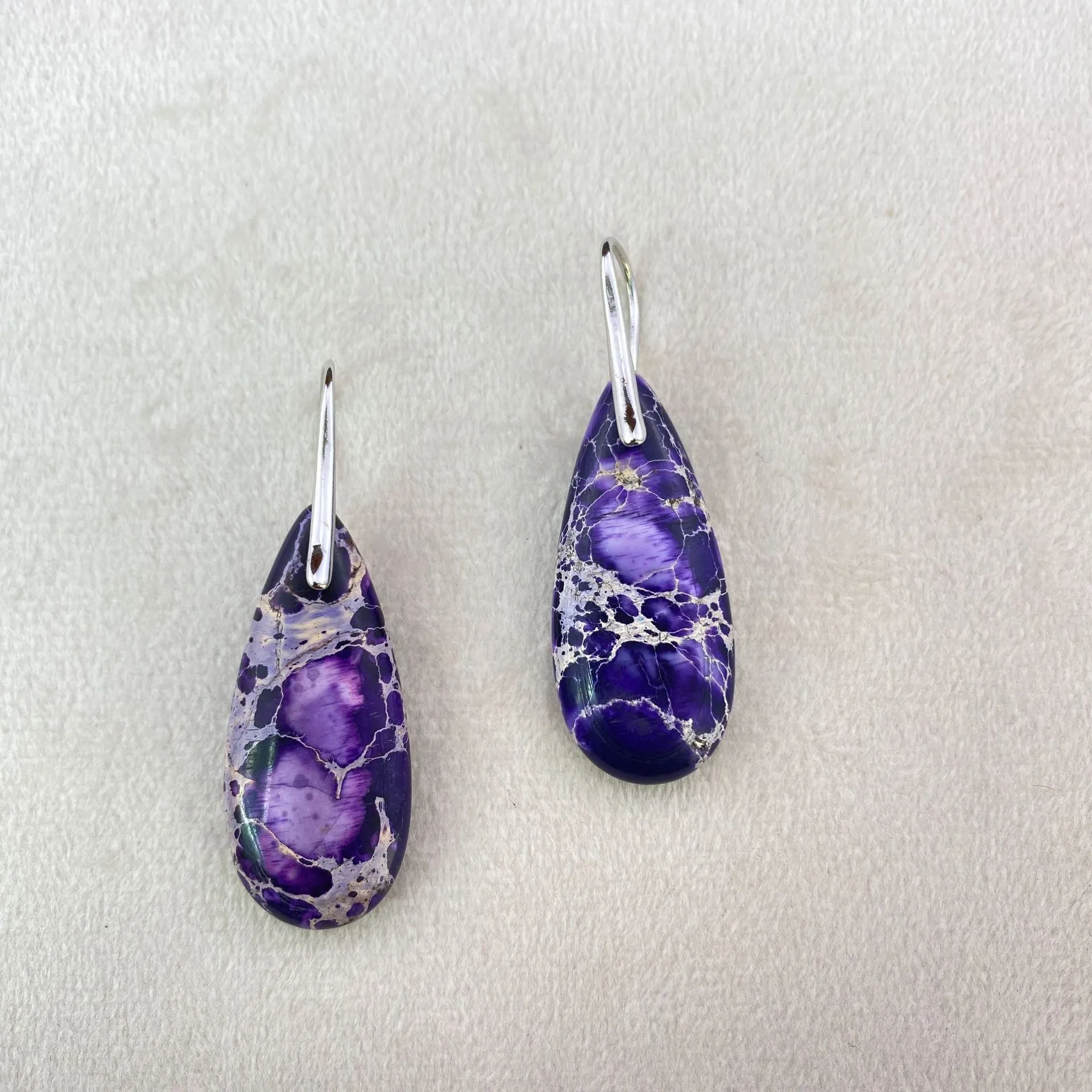 Wholesale Natural Stone Earrings Purple Emperor Stone Pendant Earrings