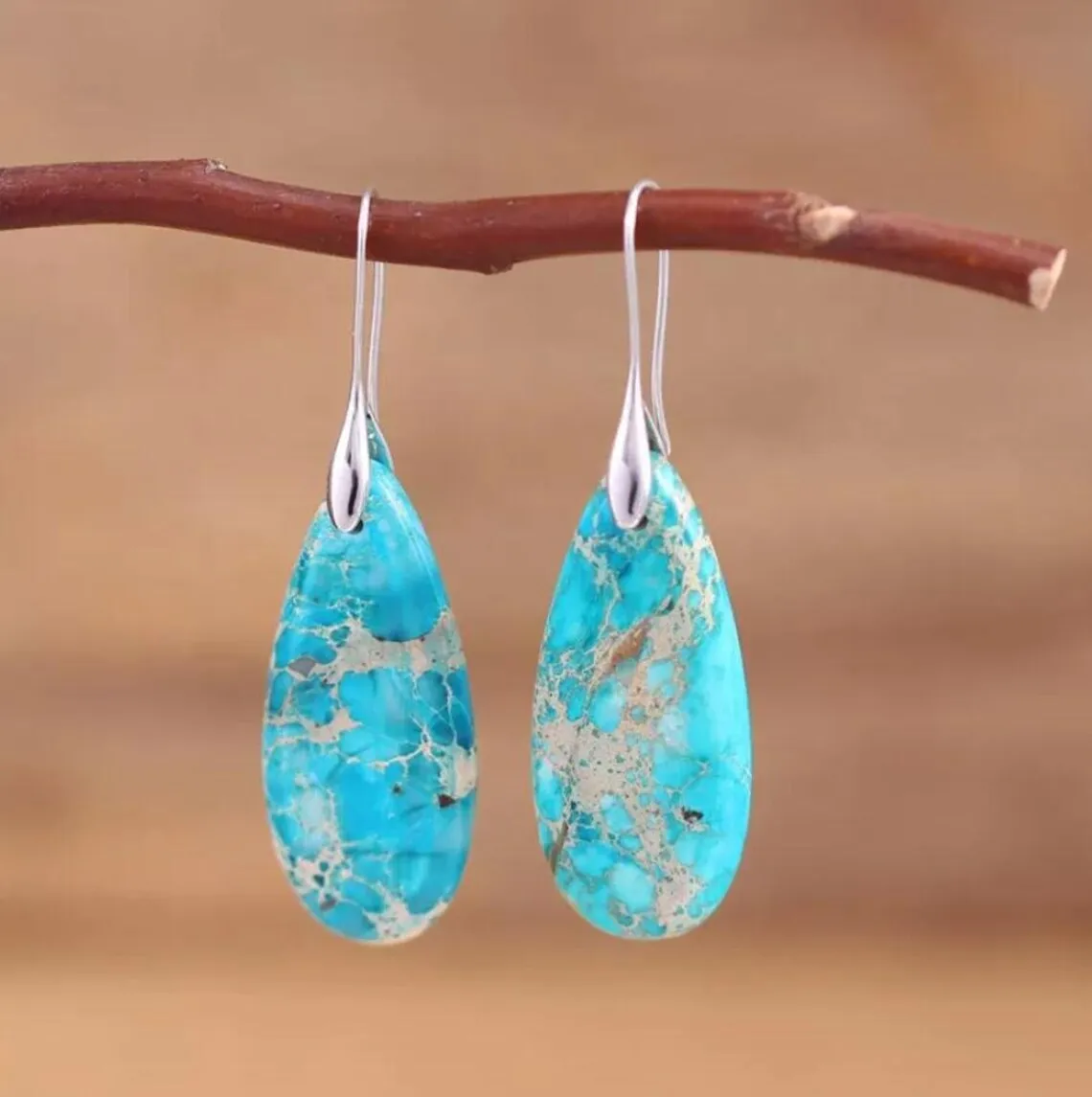 Wholesale Natural Stone Earrings Purple Emperor Stone Pendant Earrings