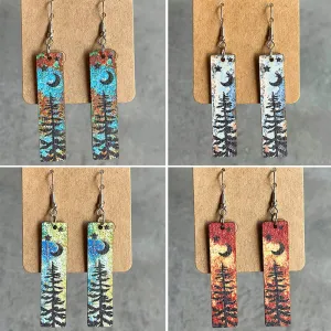 Wholesale Natural Texture Color Simple Night Forest Wood Bar Earrings