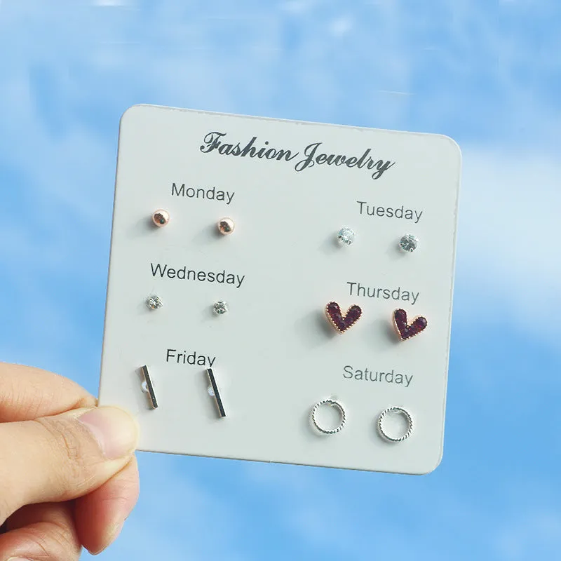 Wholesale Needle One Week Ear Studs Alloy Earrings