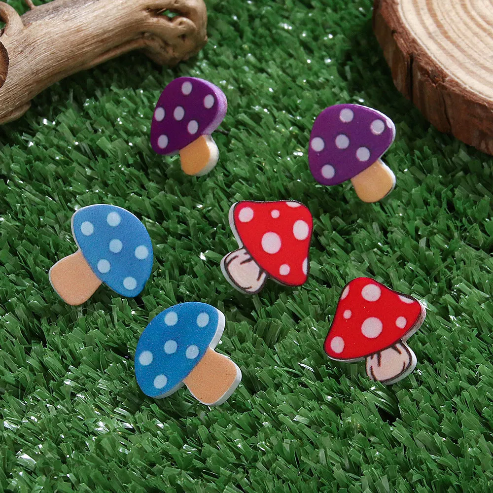 Wholesale  New 3-piece Creative Mushroom Earrings Handmade Multicolor Polo Mushroom Umbrella Skirt Pendant Acrylic Earrings