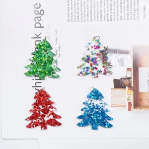 Wholesale New Acrylic Christmas Tree Cactus Snowflake DIY Earrings Pendant