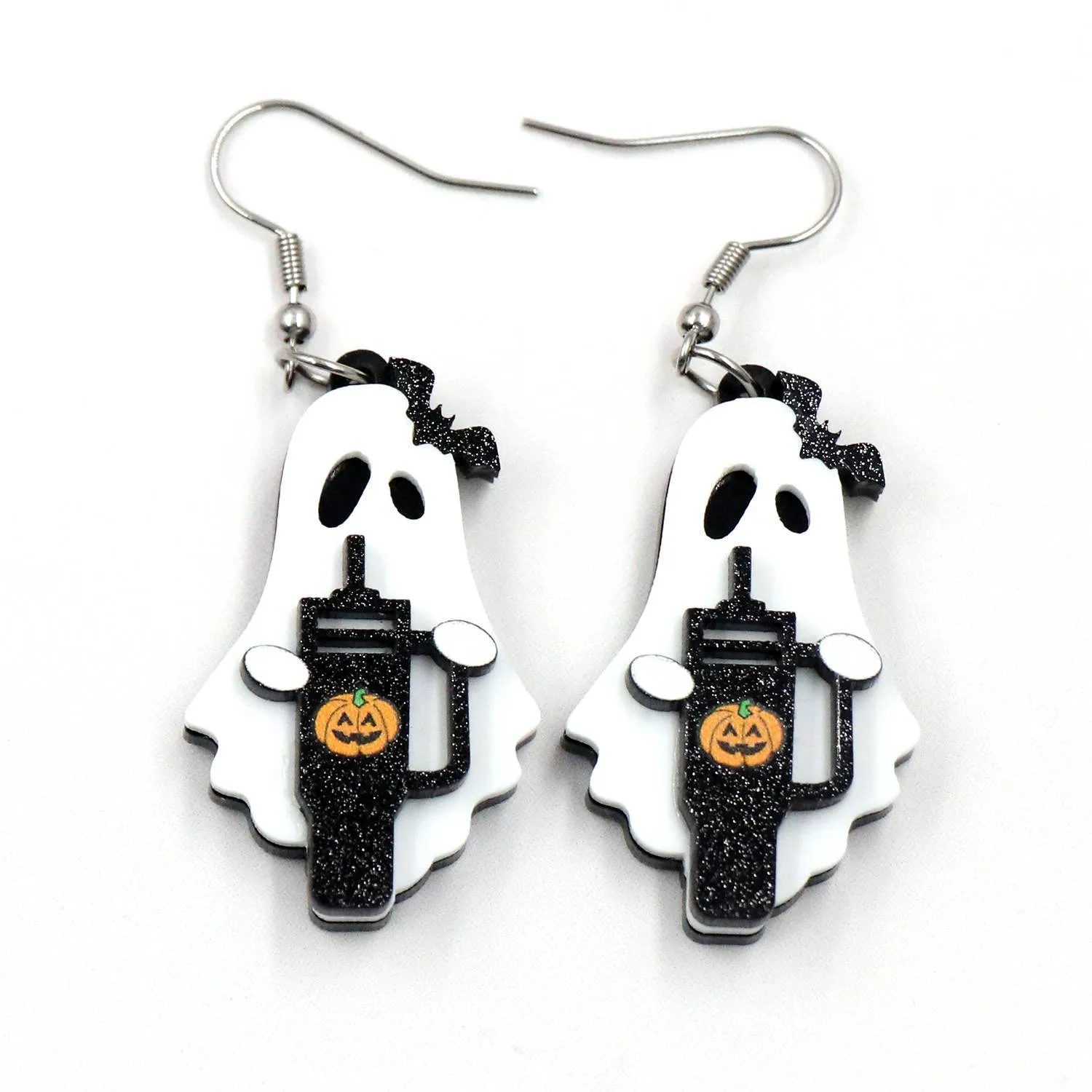 Wholesale New Acrylic Ghost Trumpet Bat Halloween Earrings
