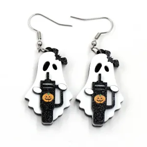 Wholesale New Acrylic Ghost Trumpet Bat Halloween Earrings