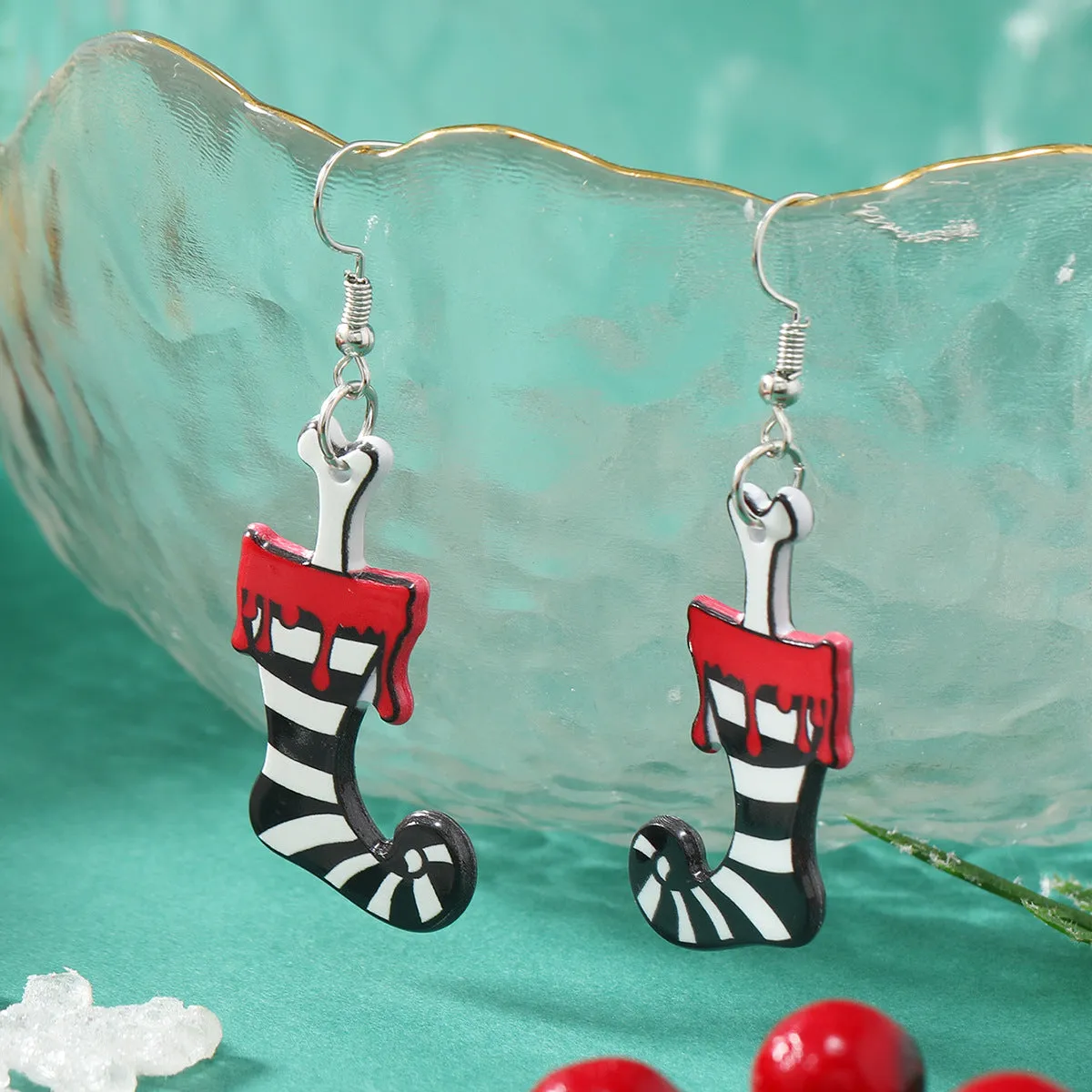 Wholesale New Acrylic Reversible Retro Fashion Halloween Socks Black Cat Earrings