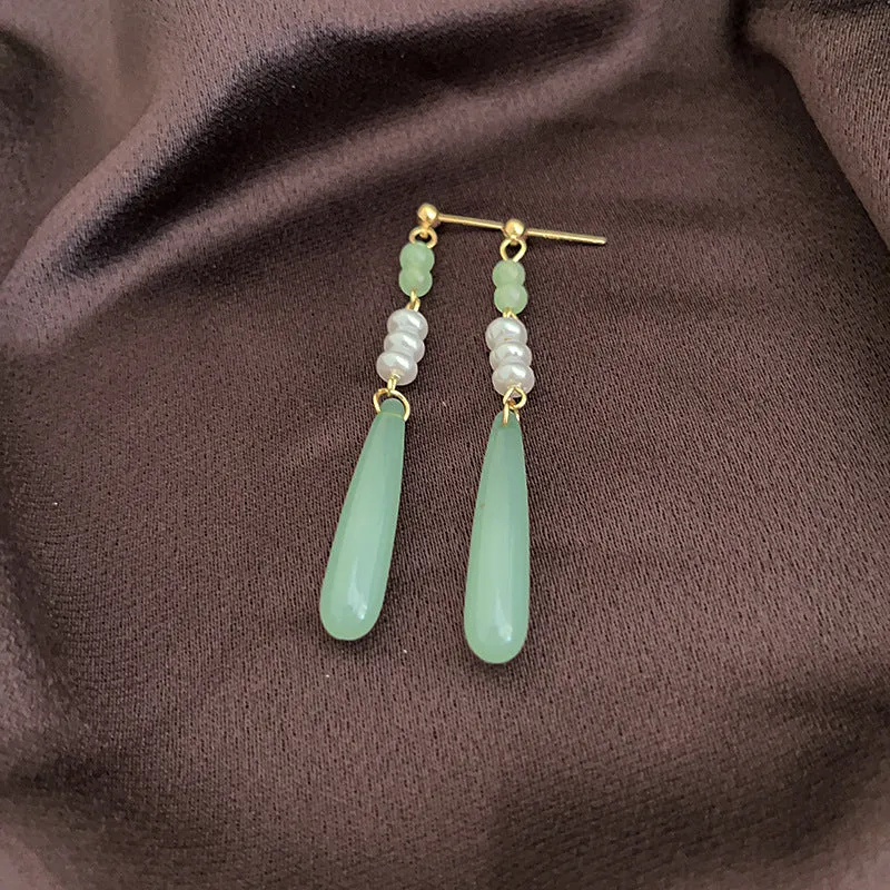 Wholesale New Chinese Style Lotus Fan Butterfly Pearl Tassel Temperament Fashion Niche High-end Earrings