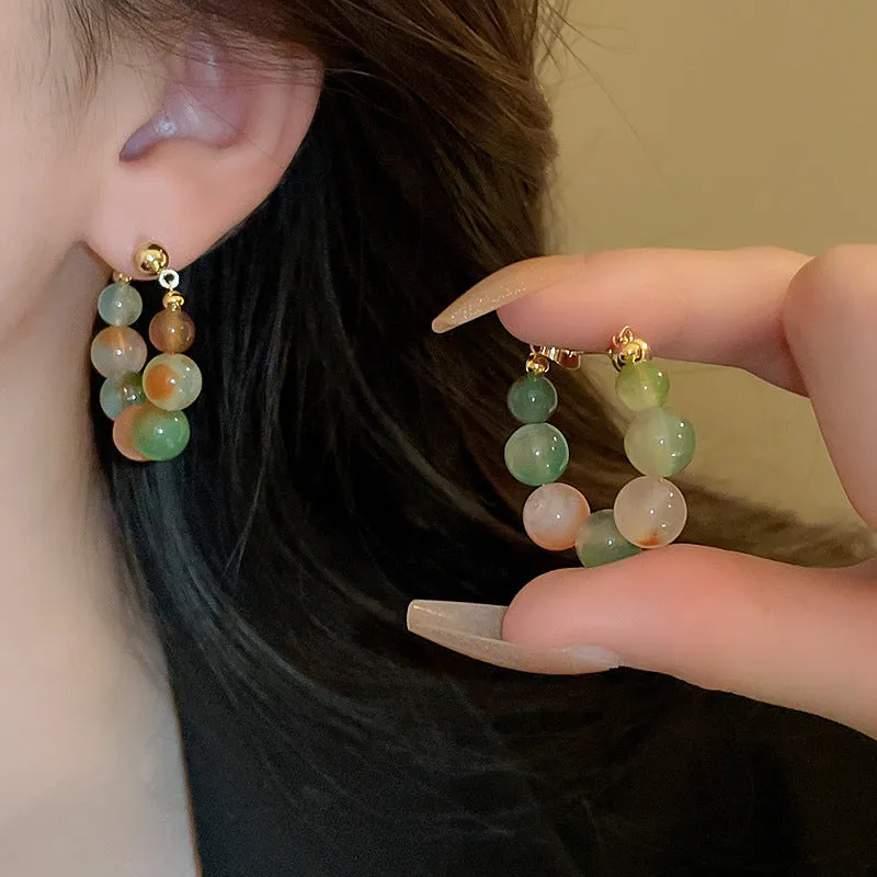 Wholesale New Chinese Style Lotus Fan Butterfly Pearl Tassel Temperament Fashion Niche High-end Earrings