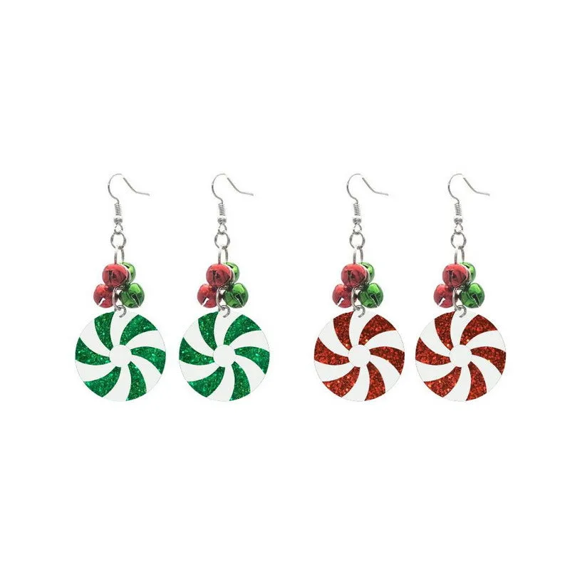Wholesale New Christmas Tree Colorful Bulbs Bell Candy Design Earrings