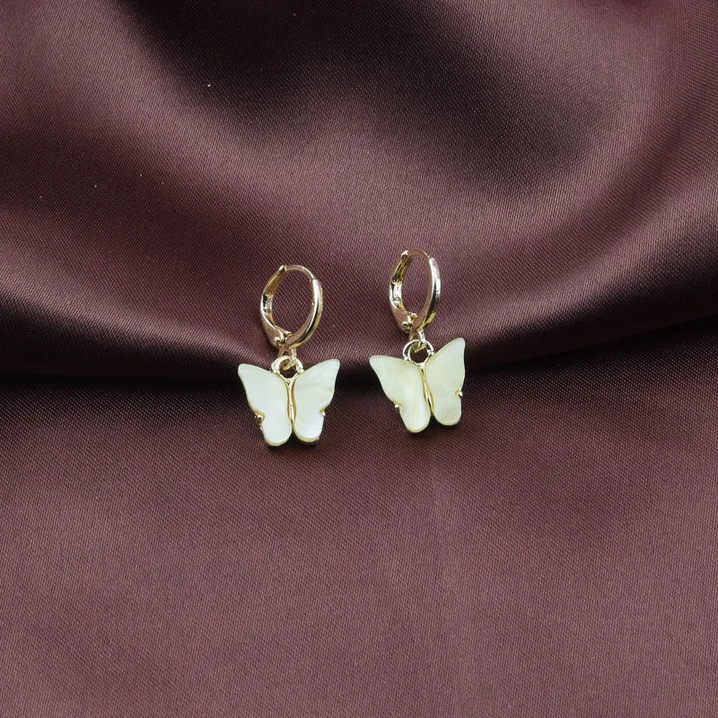 Wholesale New Earrings Fashion Color Acrylic Butterfly Small Fresh Earrings