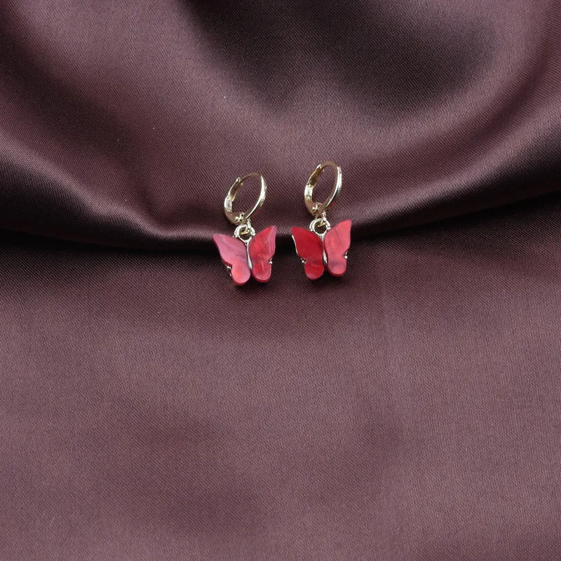 Wholesale New Earrings Fashion Color Acrylic Butterfly Small Fresh Earrings