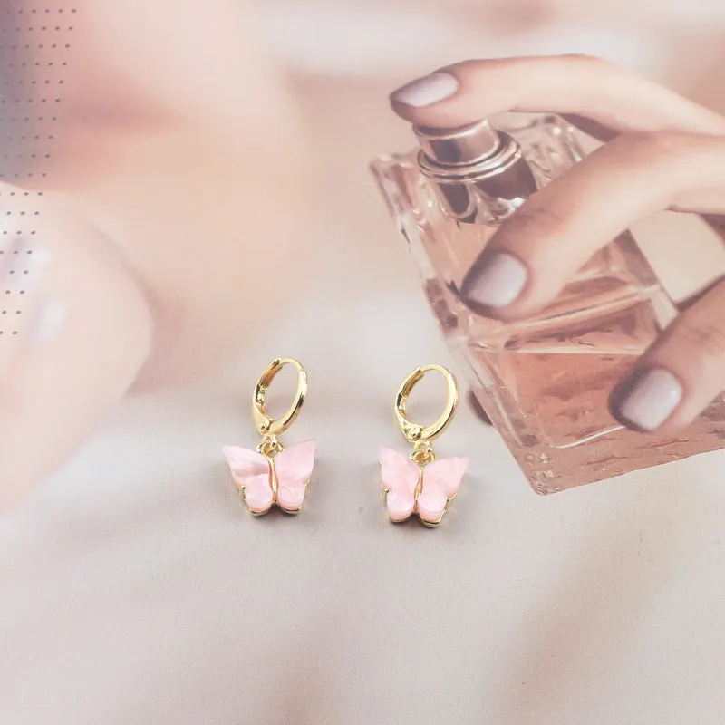 Wholesale New Earrings Fashion Color Acrylic Butterfly Small Fresh Earrings