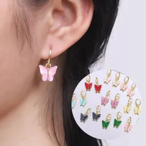 Wholesale New Earrings Fashion Color Acrylic Butterfly Small Fresh Earrings