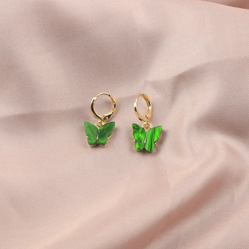 Wholesale New Earrings Fashion Color Acrylic Butterfly Small Fresh Earrings