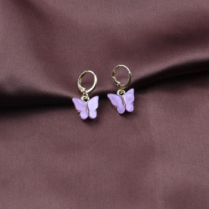Wholesale New Earrings Fashion Color Acrylic Butterfly Small Fresh Earrings