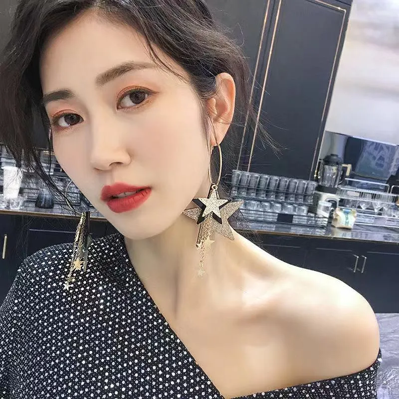 Wholesale  new exaggerated five-pointed star earrings earrings trendy face slimming earrings
