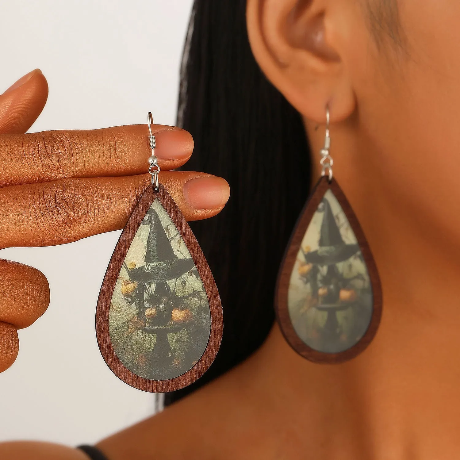Wholesale New Halloween Ghost Pumpkin Black Cat Geometric Color Earrings