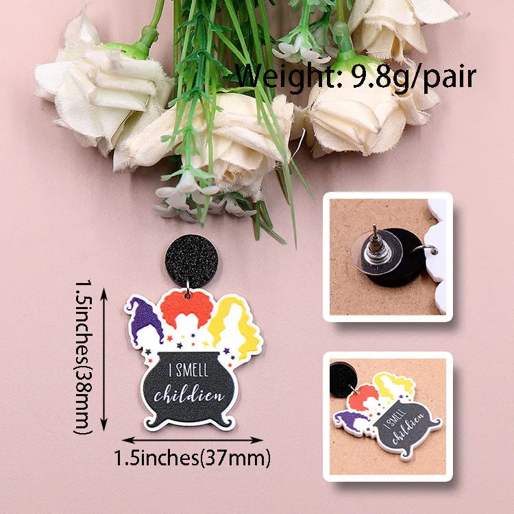 Wholesale New Halloween Witch Magic Pot Earrings Acrylic Jewelry