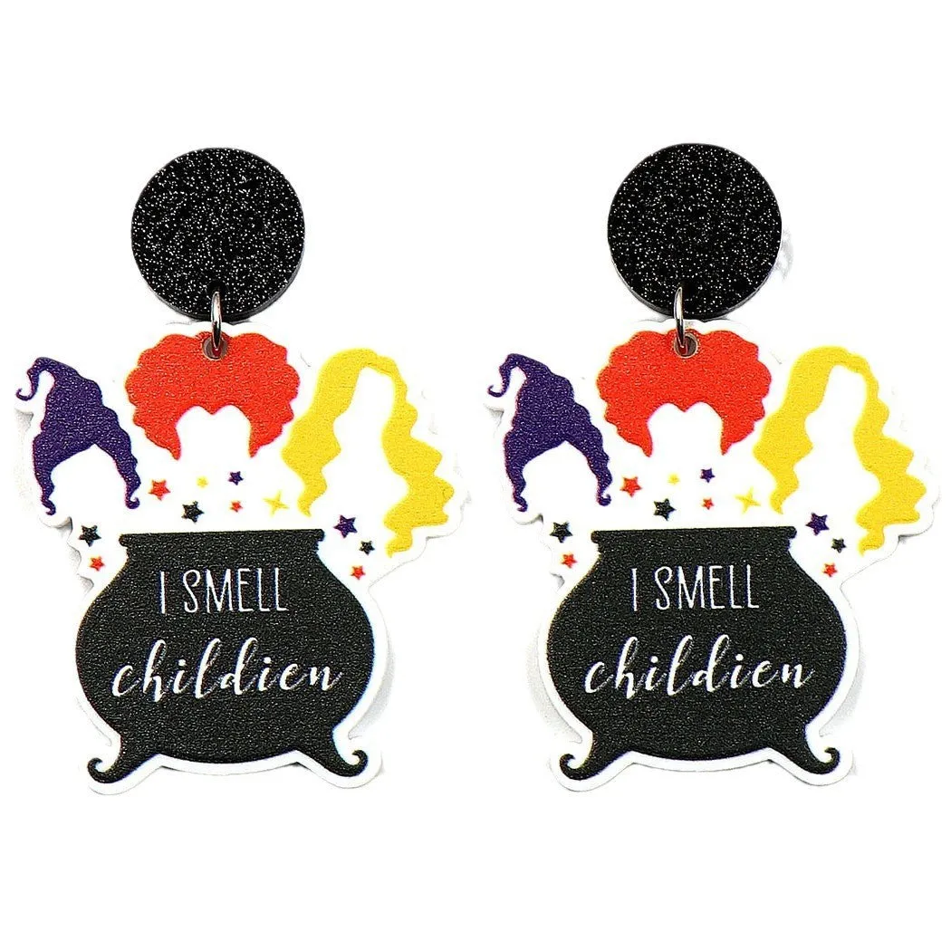 Wholesale New Halloween Witch Magic Pot Earrings Acrylic Jewelry
