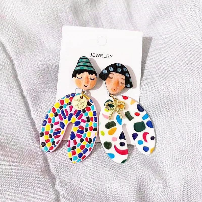 Wholesale New Indian Doll Ethnic Style Funny Earrings Girl