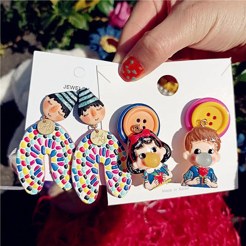 Wholesale New Indian Doll Ethnic Style Funny Earrings Girl