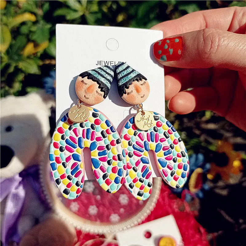 Wholesale New Indian Doll Ethnic Style Funny Earrings Girl