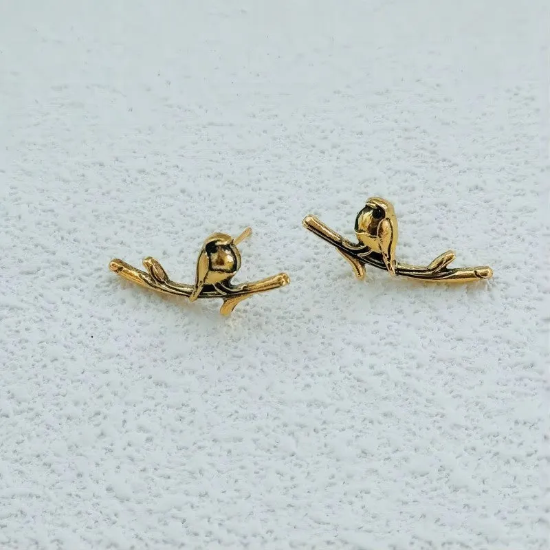 Wholesale New Retro Colored Bird Oil Drop Earrings