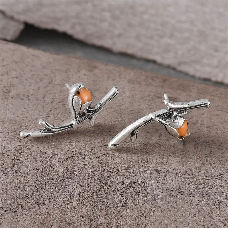 Wholesale New Retro Colored Bird Oil Drop Earrings