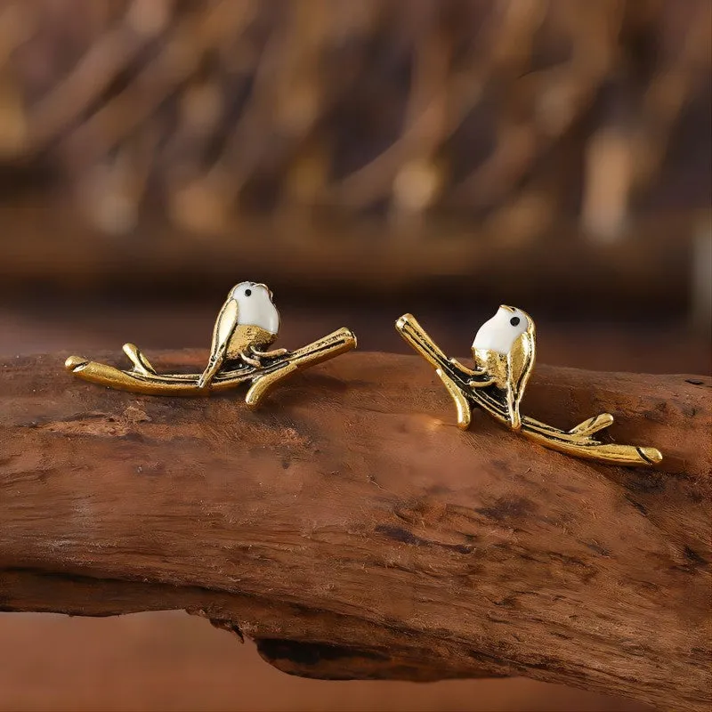 Wholesale New Retro Colored Bird Oil Drop Earrings