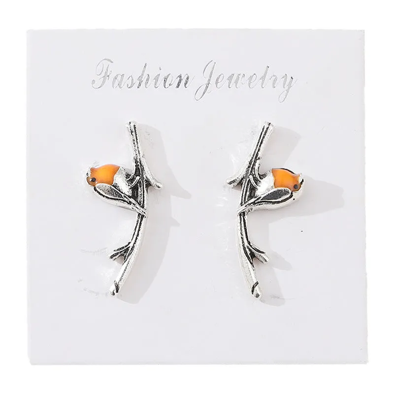 Wholesale New Retro Colored Bird Oil Drop Earrings