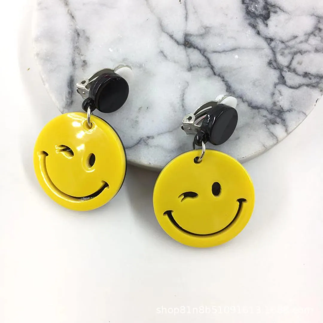 Wholesale No-piercing Acrylic Smiley Face Cartoon Cute Ear Clip