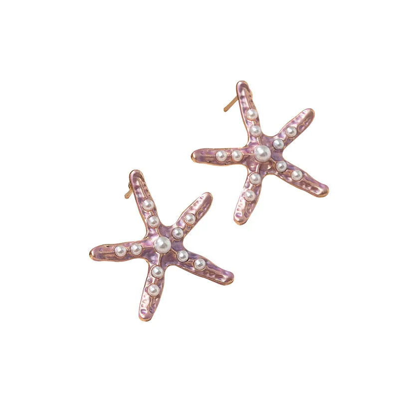 Wholesale Ocean Breeze Starfish Gradient Alloy Ear Studs