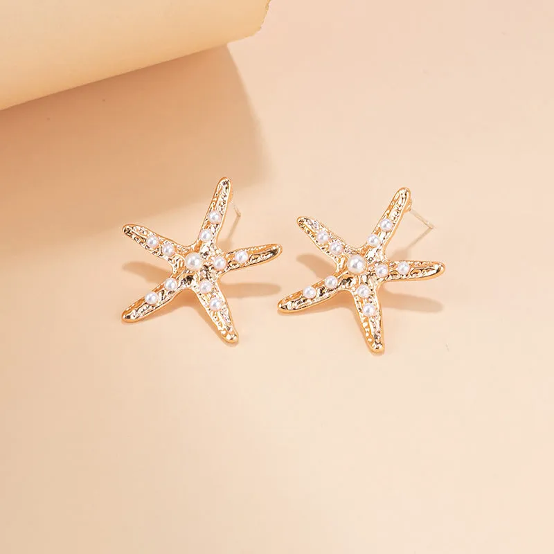 Wholesale Ocean Breeze Starfish Gradient Alloy Ear Studs