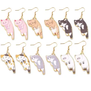 Wholesale Oil Drop Cat Cute Cartoon Alloy Earrings