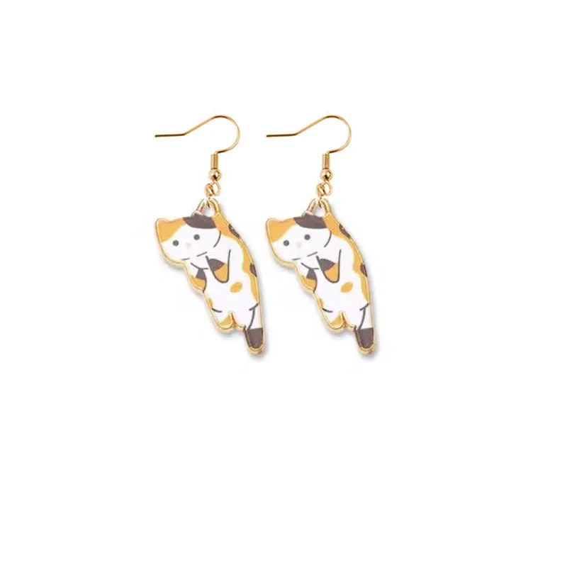 Wholesale Oil Drop Cat Cute Cartoon Alloy Earrings