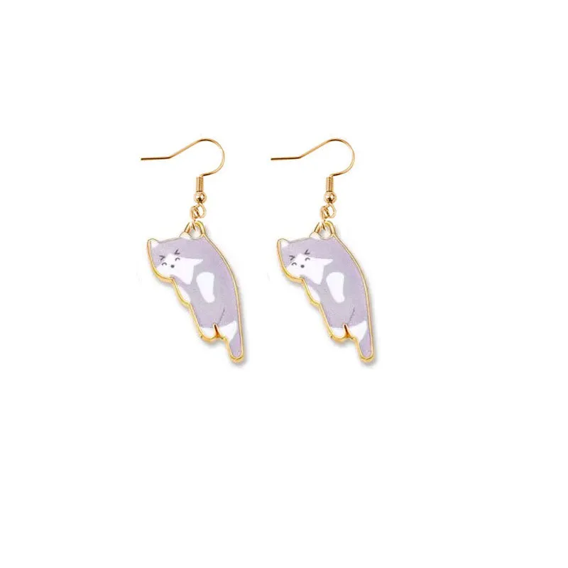 Wholesale Oil Drop Cat Cute Cartoon Alloy Earrings
