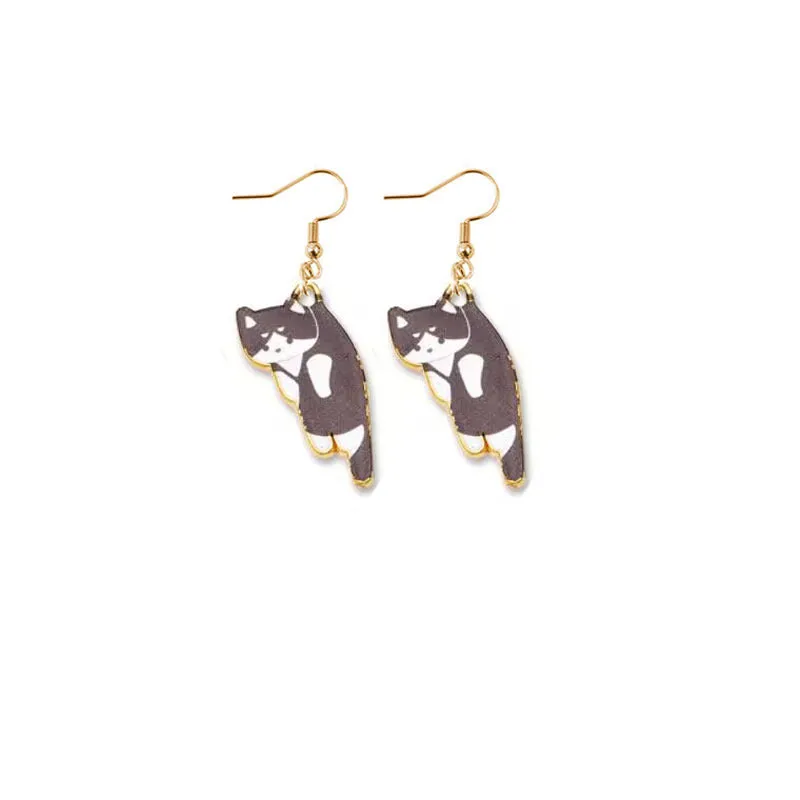 Wholesale Oil Drop Cat Cute Cartoon Alloy Earrings
