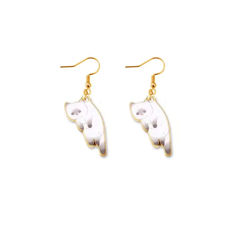 Wholesale Oil Drop Cat Cute Cartoon Alloy Earrings
