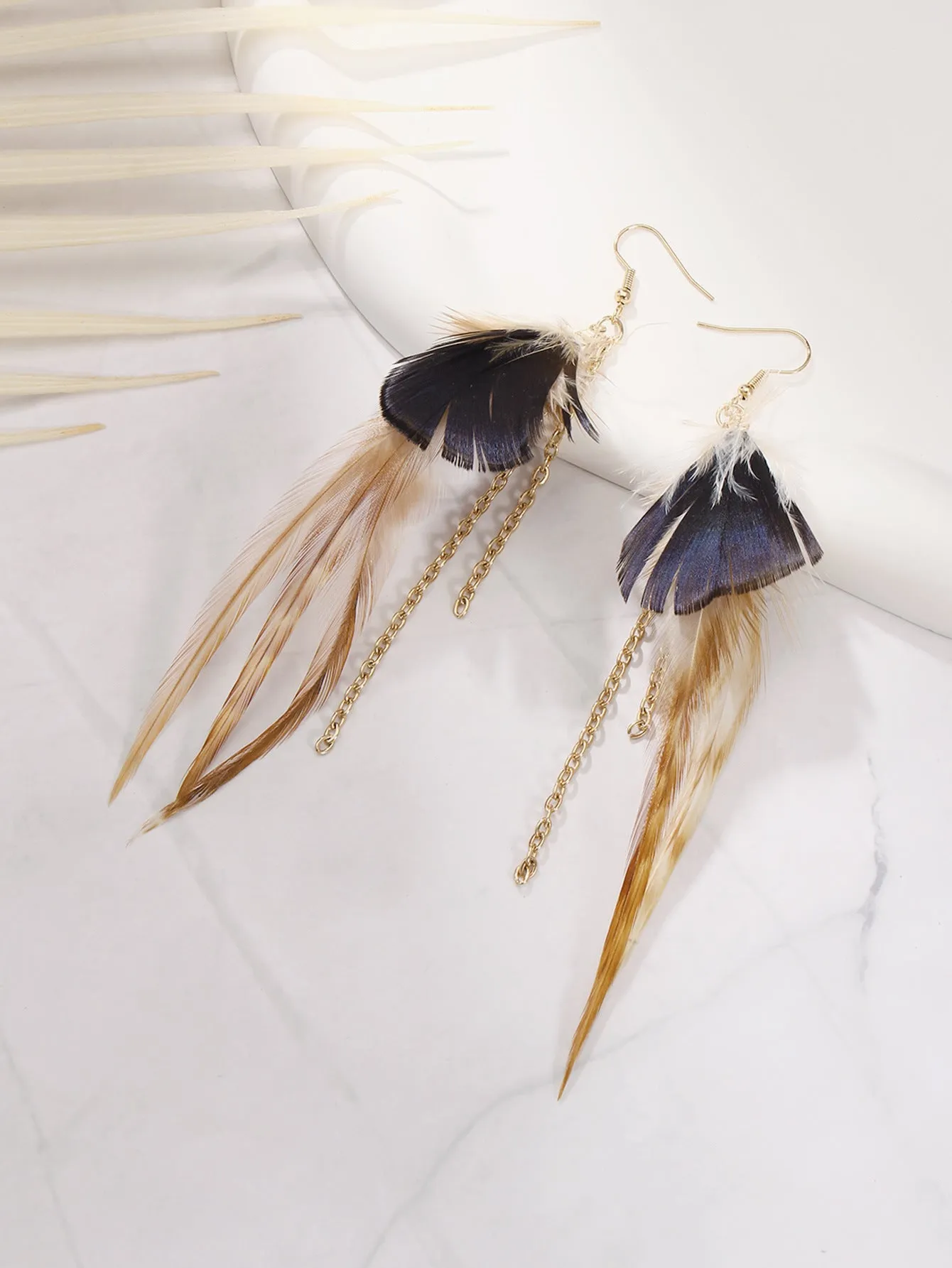 Wholesale Peacock Feather Bohemian Antique Tassel Earrings