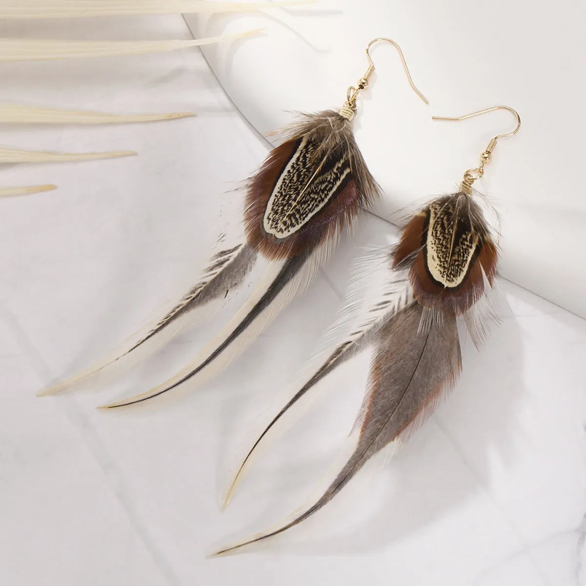 Wholesale Peacock Feather Bohemian Antique Tassel Earrings