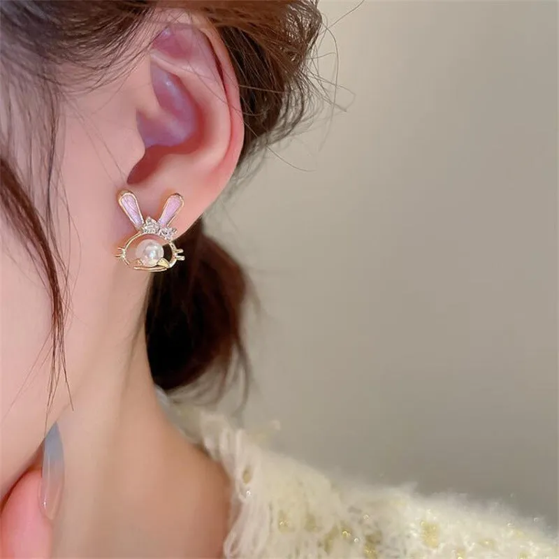 Wholesale Pearl Rabbit Sweet Temperament Fresh Stud Earrings
