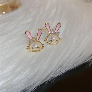 Wholesale Pearl Rabbit Sweet Temperament Fresh Stud Earrings