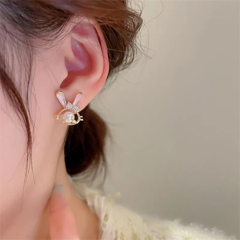 Wholesale Pearl Rabbit Sweet Temperament Fresh Stud Earrings