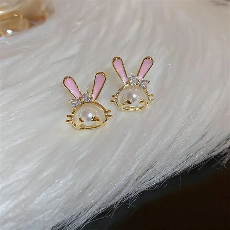 Wholesale Pearl Rabbit Sweet Temperament Fresh Stud Earrings