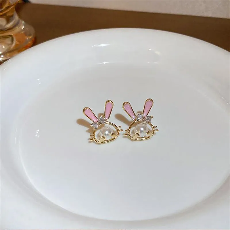 Wholesale Pearl Rabbit Sweet Temperament Fresh Stud Earrings