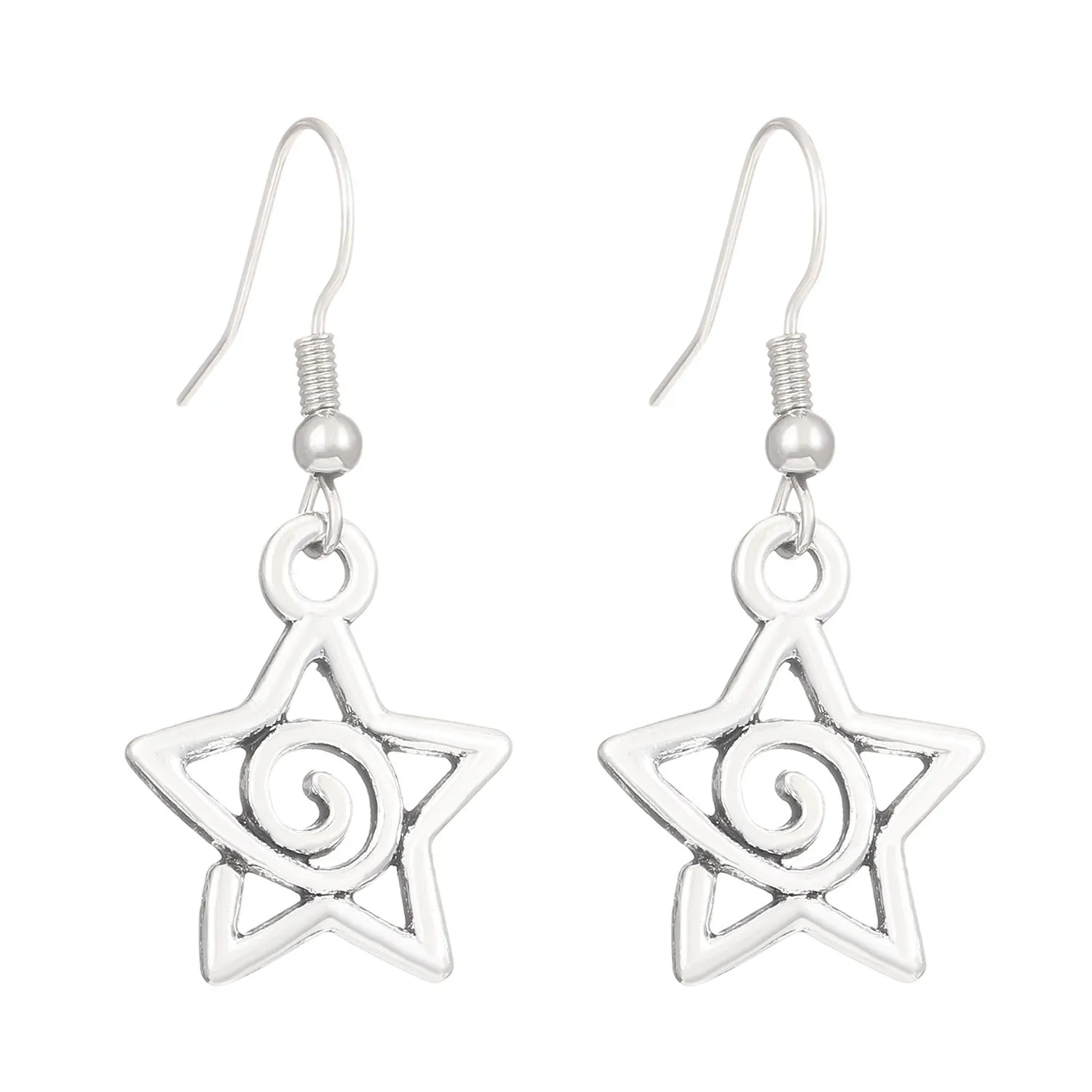 Wholesale Pentagram Swirl Cut-out Retro Punk Earrings