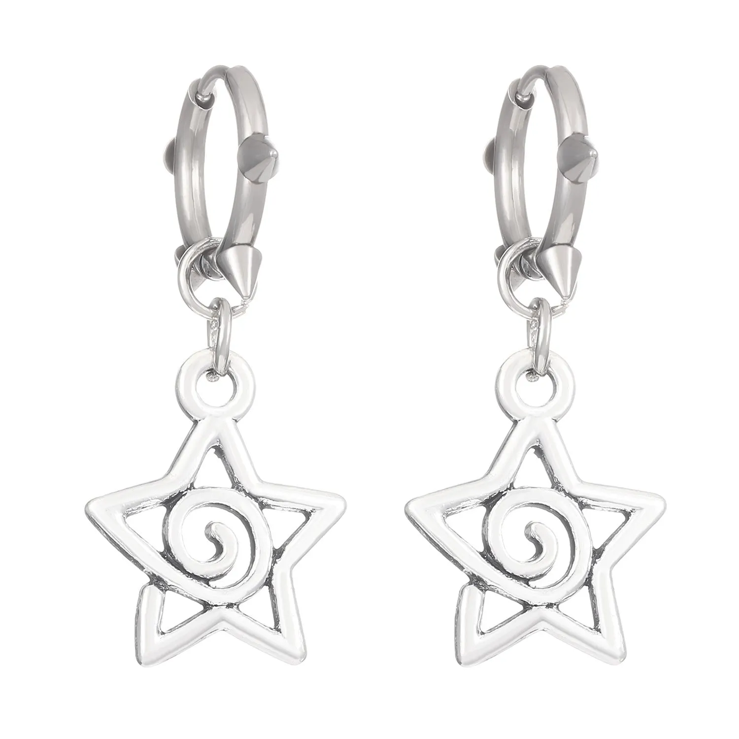 Wholesale Pentagram Swirl Cut-out Retro Punk Earrings